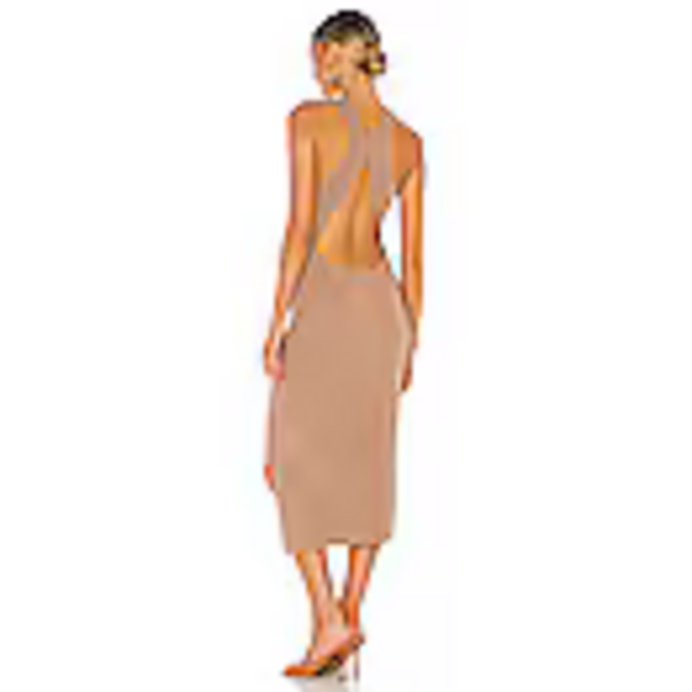 Michael Costello x REVOLVE Variegated Rib Bodycon Dress in Tan - Picture 5 of 5